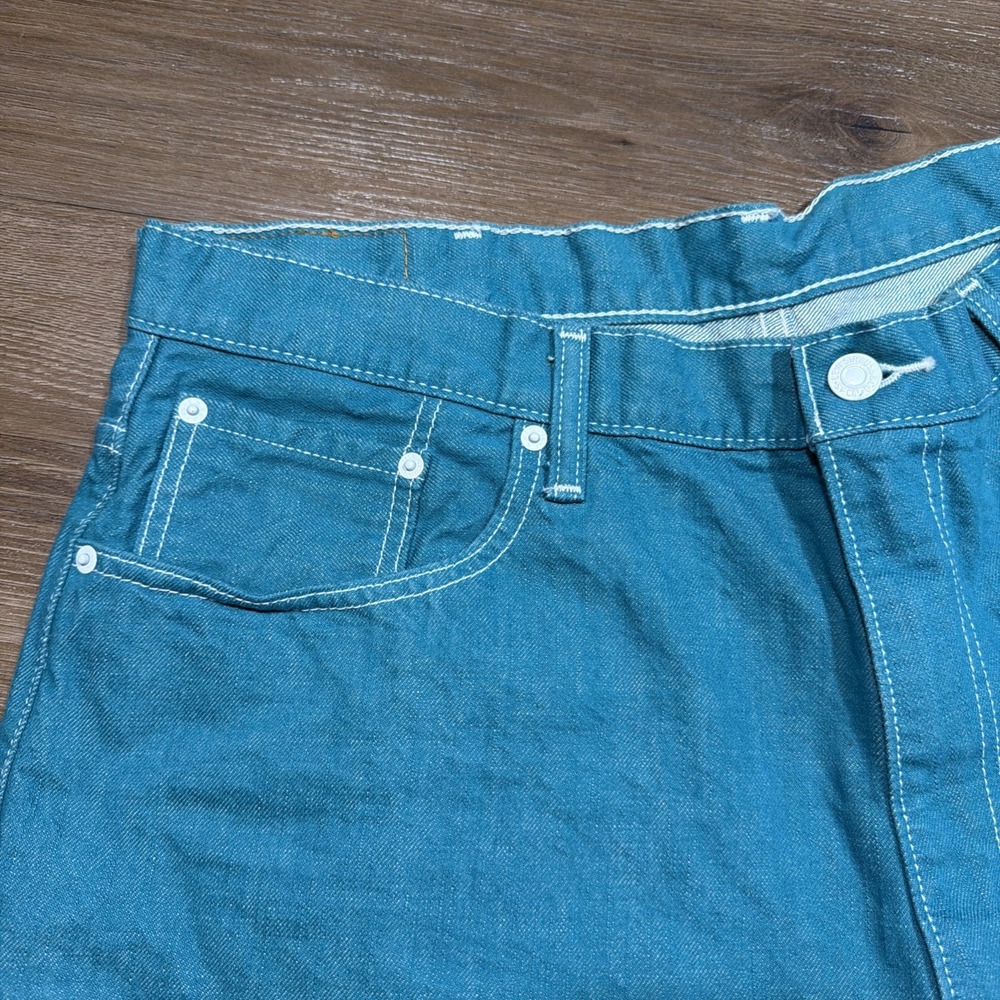 Levi's 569 Denim Jean Shorts Men's 38 Long Teal Jorts Y2K Loose Fit Straight 12" - Picture 2 of 13